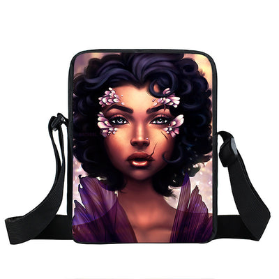 Bolso Diagonal con Diseño de Niña Afro - Negro - Image 14