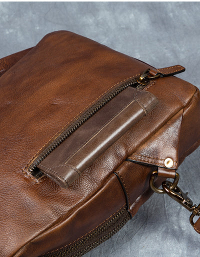 Bolso Mensajero de Cuero Genuino para Hombre - Estilo Retro con Gran Capacidad - Image 10