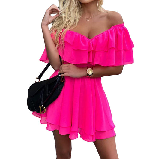 Vestido Strapless con Volantes en Escote Asimétrico - Image 13