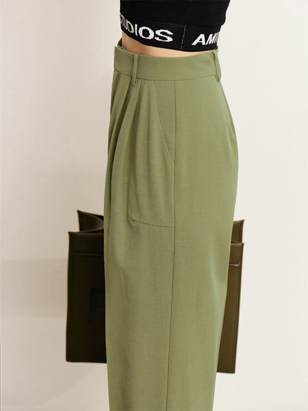 Pantalón de Talle Alto Ancho Drapeado Casual