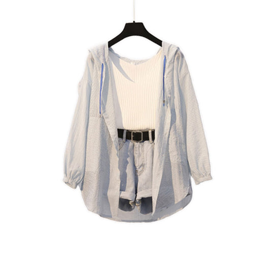 Conjunto Retro de Shorts Denim y Blusa Protectora Anti-UV - Image 13