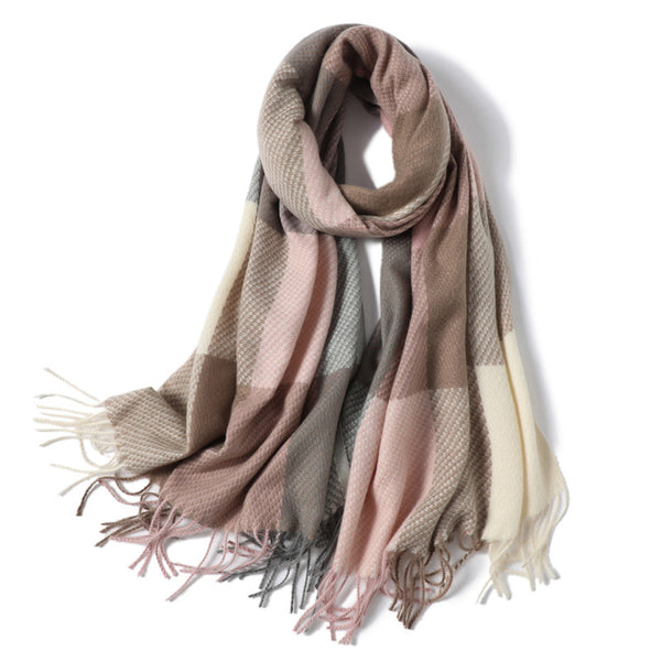 Bufanda de Cachemira Cuadros Invierno - Multicolor Versátil