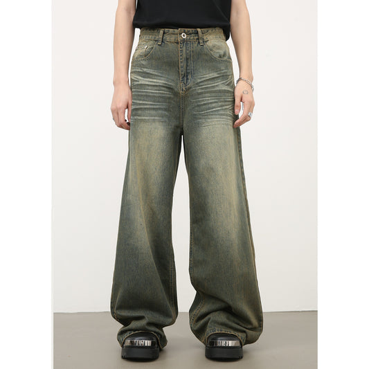 Jeans Azul Cyan Estilo Retro Americano con Desgastes para Hombre - Image 2