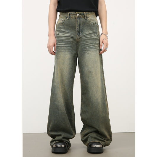 Jeans Azul Cyan Estilo Retro Americano con Desgastes para Hombre - Image 2