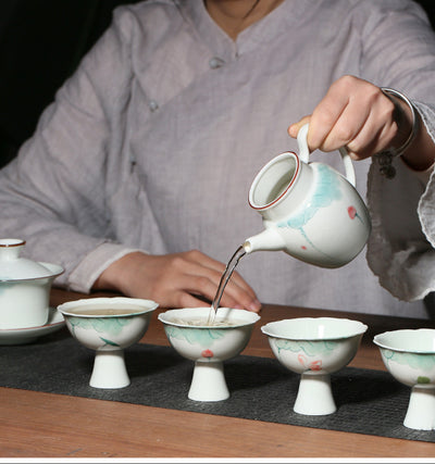 Taza de Té Porcelana con Loto Pintado a Mano - Caja de Regalo - Image 15