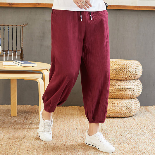 Pantalones Anchos Estilo Chino de Algodón y Lino para Hombre - Image 6