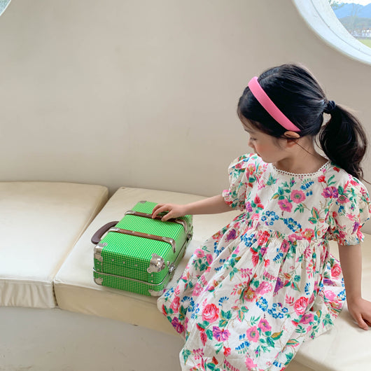 Vestido Infantil Princesa Rosa con Flores - Manga Corta - Image 4