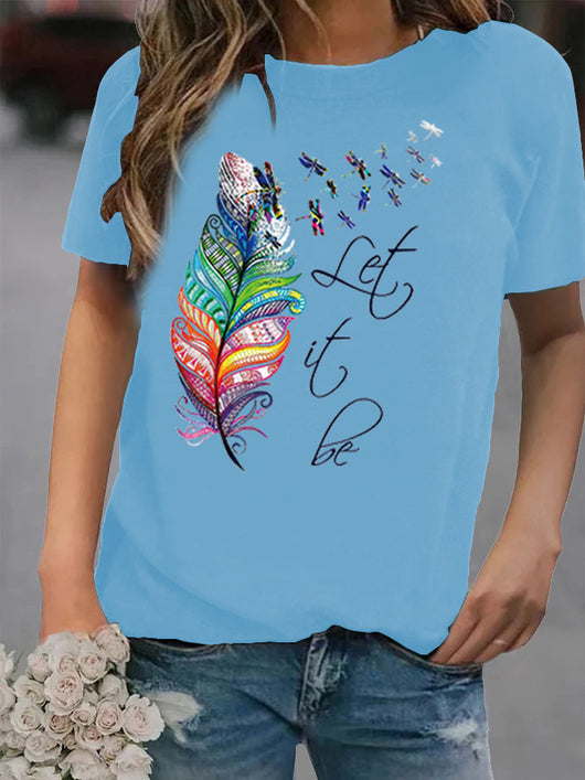 Camiseta Suelta Estampada Cuello Redondo Manga Corta para Mujer - Image 11