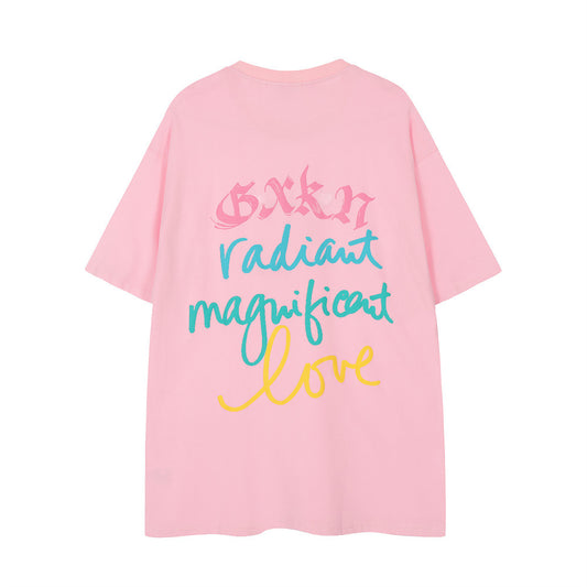 Camiseta Unisex con Estampado de Letras Pintadas a Mano