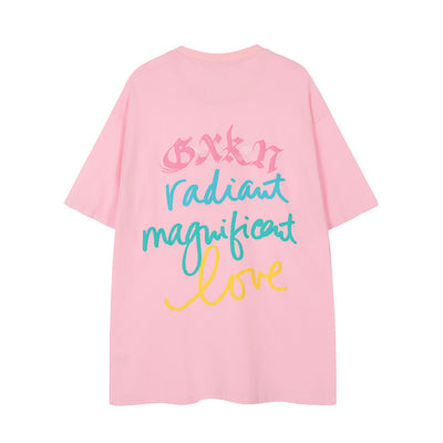 Camiseta Unisex con Estampado de Letras Pintadas a Mano