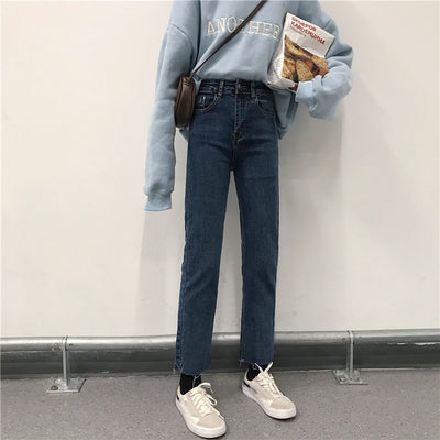 Pantalones Vaqueros Ajustados de Cintura Alta con Efecto Red Chic