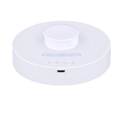 White round portable USB humidifier with a night light, single fog outlet, and two control buttons. - Image 5