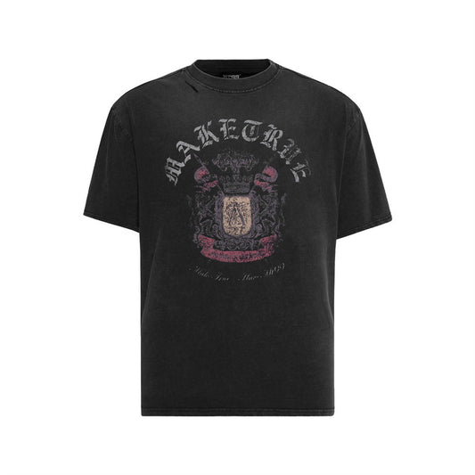 Playera de Algodón con Letras Góticas Desgastadas para Hombre