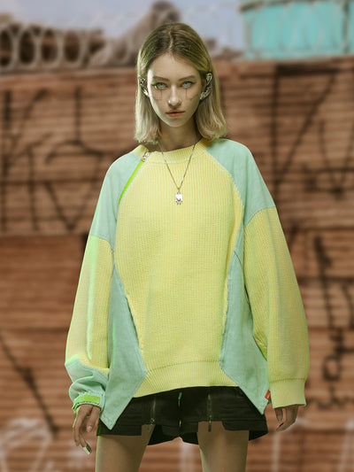 Sudadera Suelta Cuello Redondo Bloques de Color Estilo Urbano - Image 9
