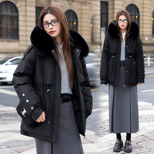 Chaqueta Acolchada Mujer con Cuello de Pelaje y Forro Polar - Image 3
