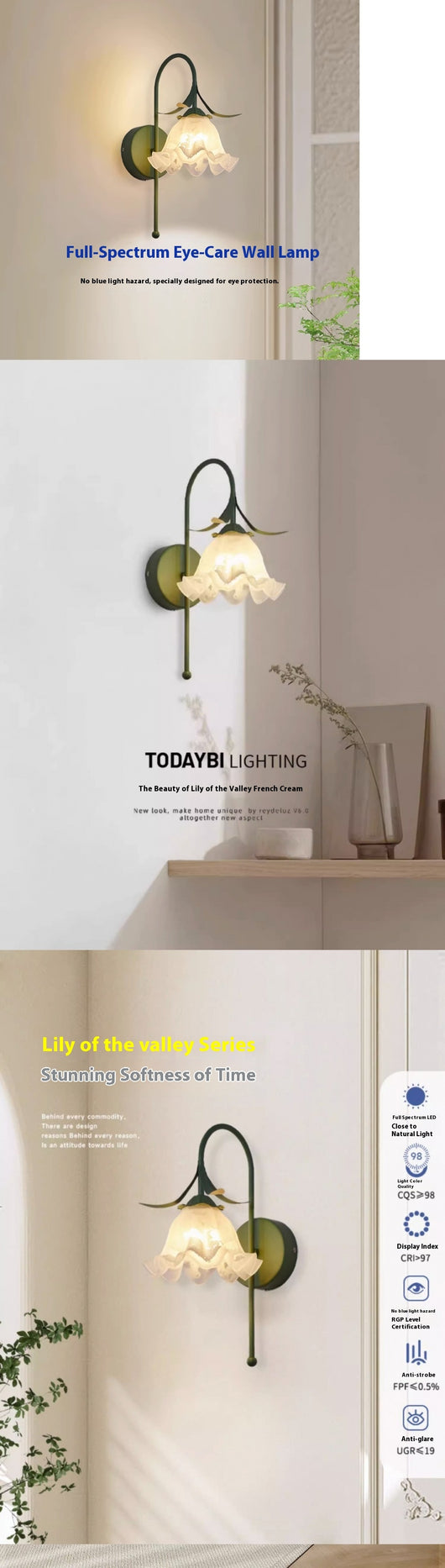 Lámpara de Pared Estilo Crema Flor de Orquídea para Mesita de Noche - Image 20