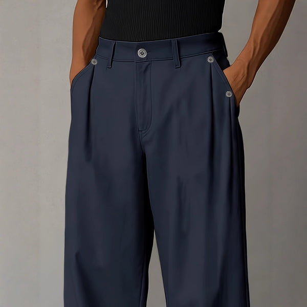 Pantalones Casuales Rectos de Color Liso para Hombre