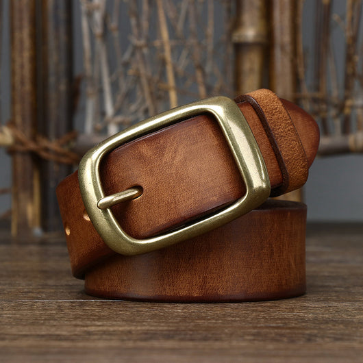 Cinturón de Cuero Genuino Estilo Retro con Hebilla de Pasador para Hombre - Image 9