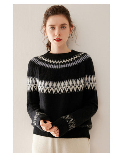 Suéter de Cachemira Jacquard con Contraste Azul y Blanco - Image 19