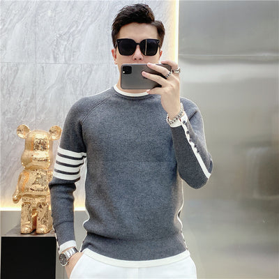Suéter de Cuello Redondo a Rayas - Pullover Versátil para Hombre Joven - Image 3