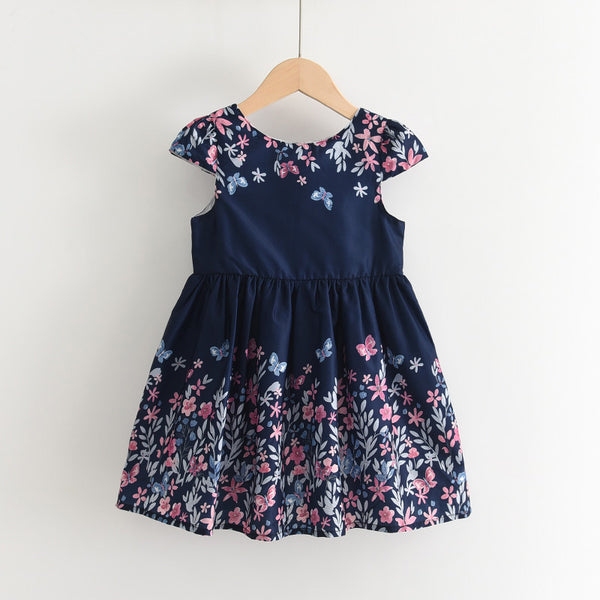 Vestido Princesa Étnico Flores Mariposas Manga Corta Verano