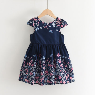 Vestido Princesa Étnico Flores Mariposas Manga Corta Verano