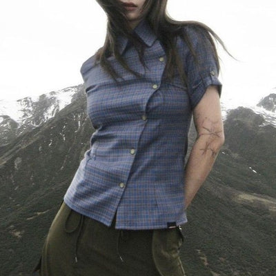 Camisa a Cuadros Estilo Retro Americano para Mujer Atrevida - Image 12