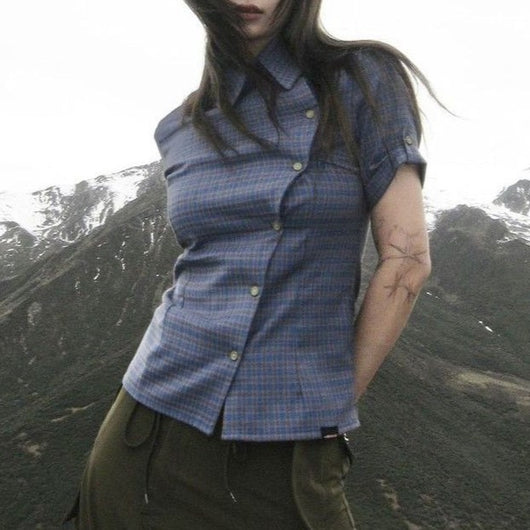 Camisa a Cuadros Estilo Retro Americano para Mujer Atrevida - Image 12