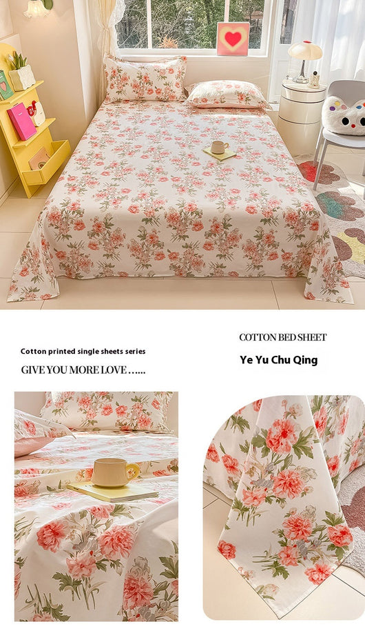 Sábana de Algodón Estampado Floral Ins Style - Image 21