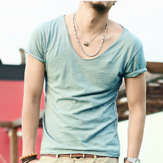 Camiseta Básica Hombre Cuello V Algodón Slub - Verano - Image 14