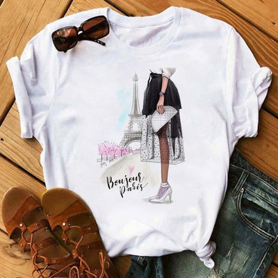 Blusa Romántica de Manga Corta para Mujer con Estampado I LOVET - Image 23