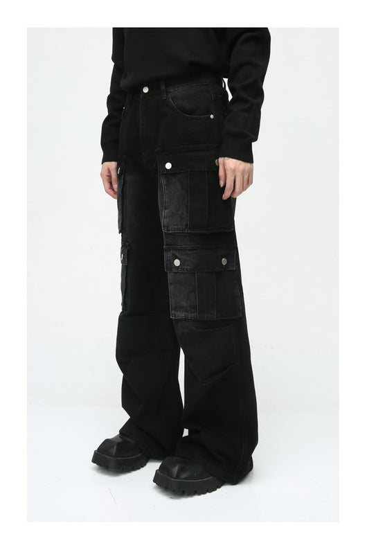 Pantalón Jean Cargo Retro de Talle Ancho con Múltiples Bolsillos - Image 13
