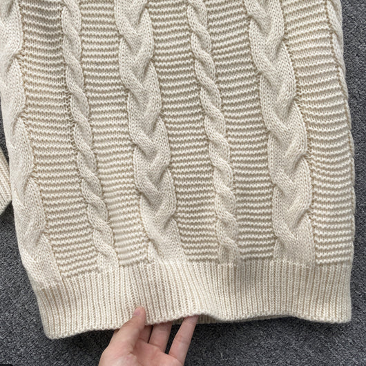 Conjunto Vintage Falda Alta con Suéter Retorcido de Manga Larga - Image 24