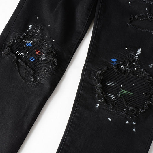 Pantalones Vaqueros Pintados Estilo Urbano para Hombre - Image 4