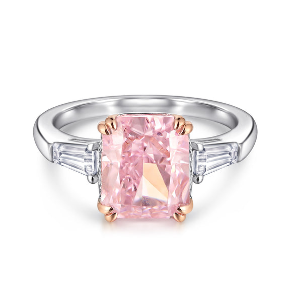 Anillo de Diamante Zirconio Carbono Alto Plateado