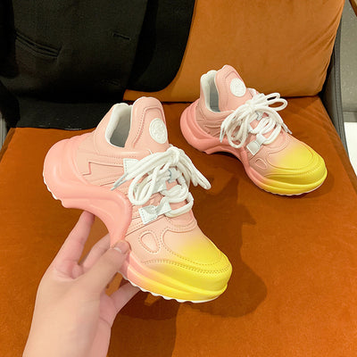 Zapatillas Deportivas con Plataforma Elevadora, Suela Gruesa Transpirable y Diseño Bicolor con Moño - Image 5