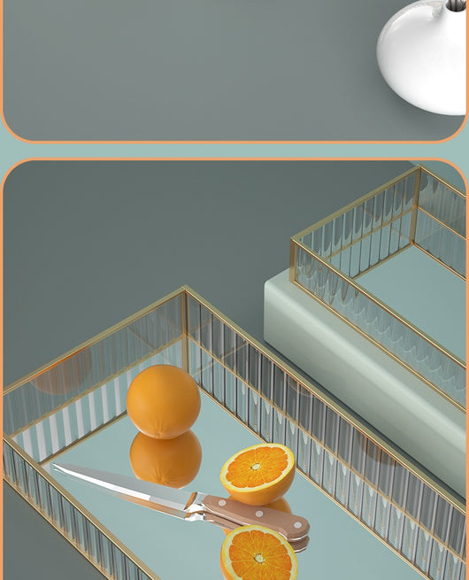 Bandeja de Almacenamiento Cristal Rayada Estilo Nórdico Lujo - Image 7