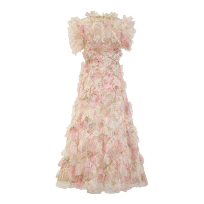 Vestido Elegante sin Mangas con Cuello Tortuga y Falda Tableada Bordada - Image 3