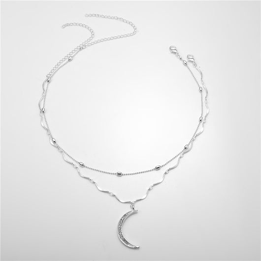 Collar Colgante de Luna con Diamantes Completos - Diseño Capas - Image 10