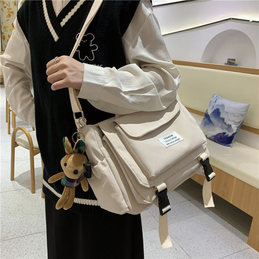 Bolsa Crossbody Escolar Mori Style - Bolso Bandolera Nylon Minimalista para Mujer - Image 9