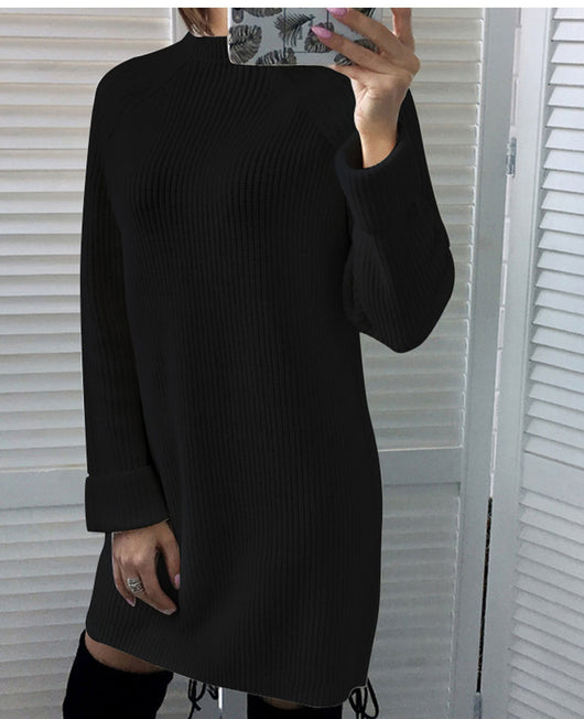 Vestido Cuello Alto Manga Larga Casual - Image 6