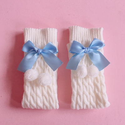 Calcetines Infantiles con Moño y Bolitas de Lana - Diseño Diario Acogedor - Image 2