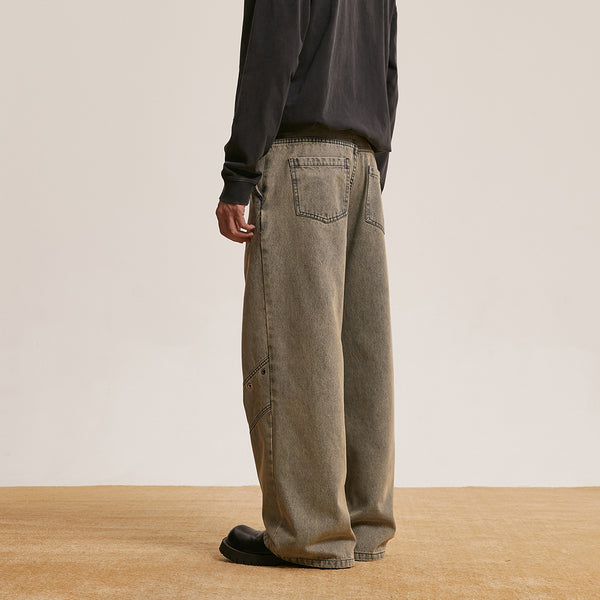 Pantalones Vaqueros Retro Lavados Baggy Straight para Hombre y Mujer