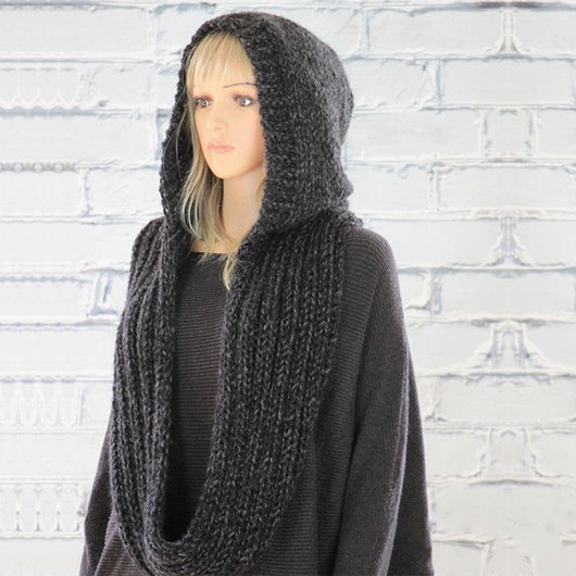 Bufanda Tejida de Lana Pura con Capucha - Estilo Europeo y Americano - Image 6