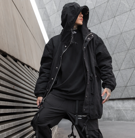 Abrigo Anorak Holgado Casual de Moda Oscura para Hombre