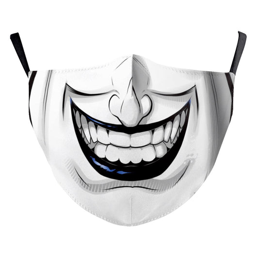 Halloween dust mask with a split design, featuring half a human face with pink lips and half a dark robotic face. - Image 12