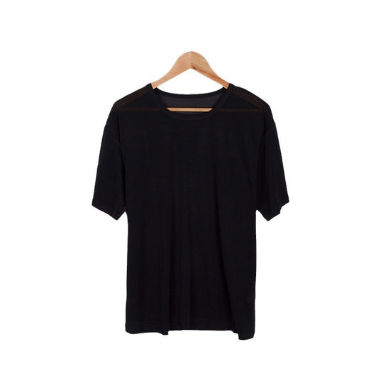 Camiseta de Seda Mulberry Suelta para Hombre - Cuello Redondo - Image 3