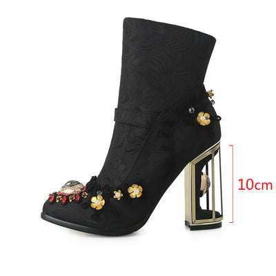 Botas Medianas con Bordado de Cuentas y Cierre Lateral para Mujer - Image 7