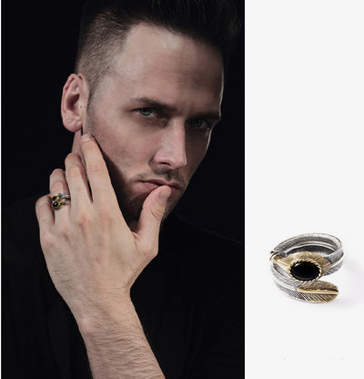 Anillo de Plata Esterlina con Cristal en Forma de Pluma