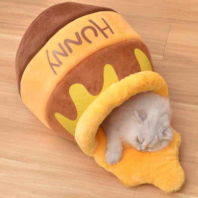 Cama Cueva para Gatos con Espuma Viscoelástica - Nido Acogedor Diseño Miel